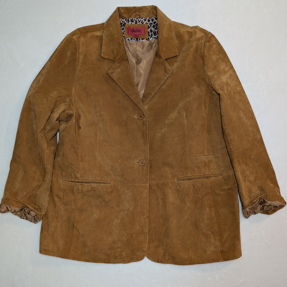 Excelled Retro Western Chic Suede Leather Jacket‎ | Mustard Brown | 2X